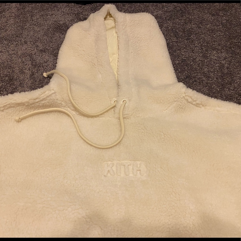 Kith Sherpa Box Logo Hoodie —Marshmallow